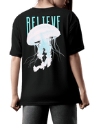 Believe Ocean Jellyfish Aesthetic Graphic Oversized T-Shirt