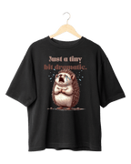 Just A Tiny Bit Dramatic Cute Hedgehog Graphic Oversized T-Shirt