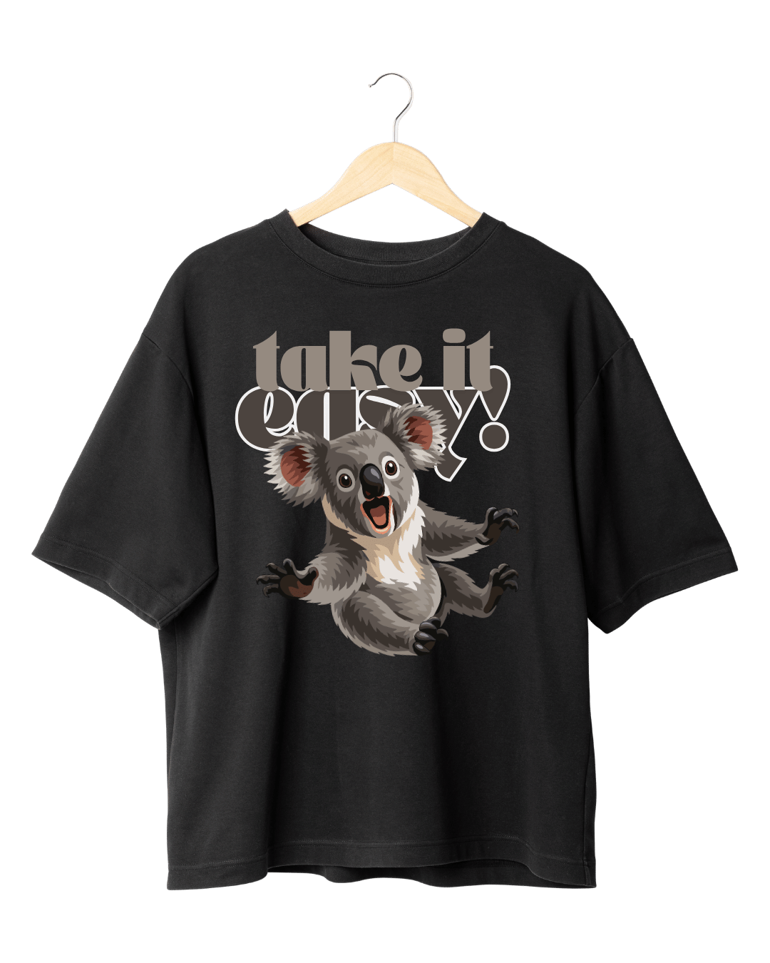 Take It Easy Koala Bear Graphic Oversized T-Shirt