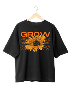 Grow Grow Grow Sunflower Floral Graphic Oversized T-Shirt