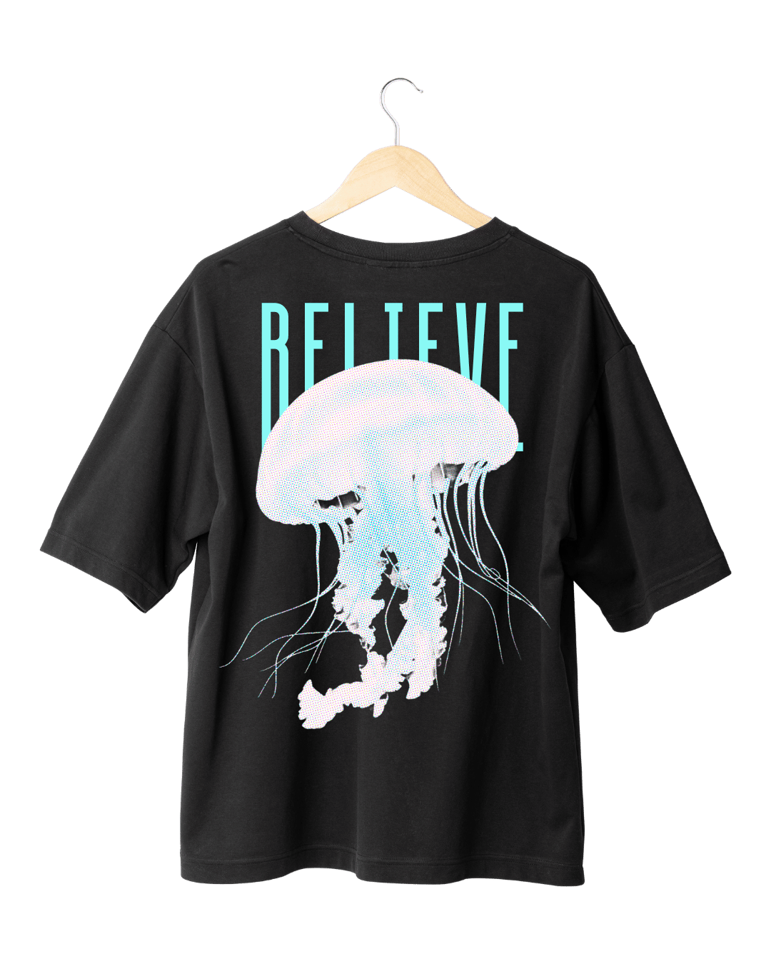 Believe Ocean Jellyfish Aesthetic Graphic Oversized T-Shirt