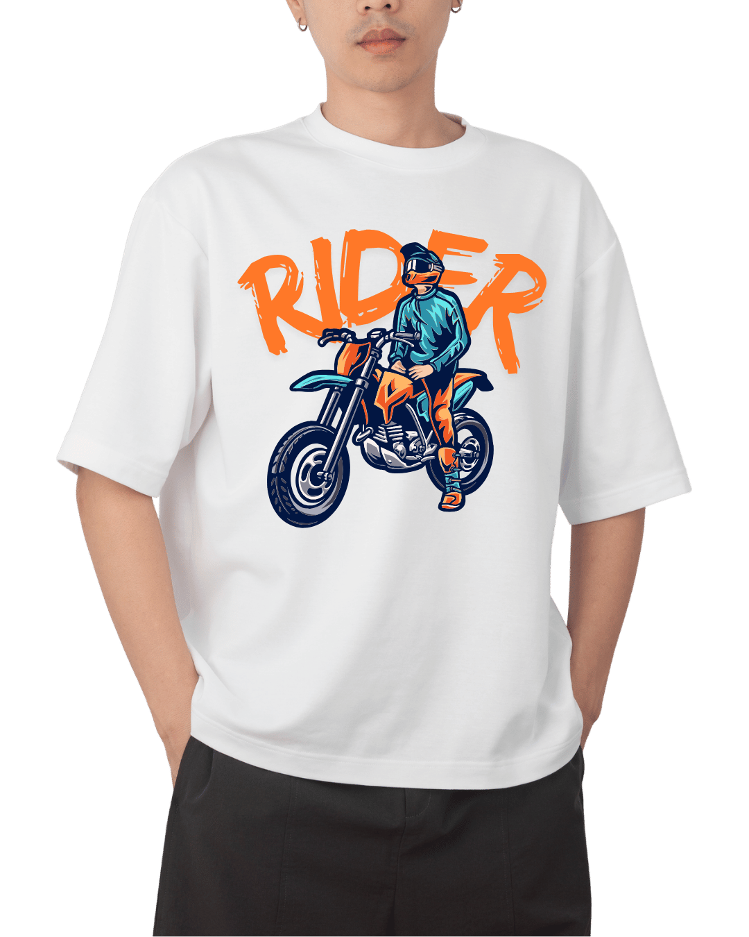 Rider Off-Road Biker Graphic Oversized T-Shirt