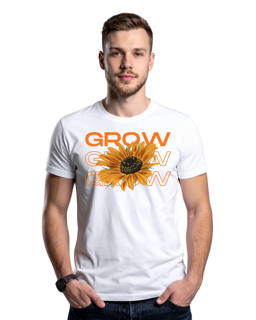 Grow Grow Grow Sunflower Floral Graphic T-Shirt