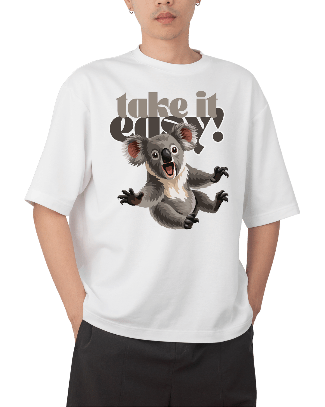 Take It Easy Koala Bear Graphic Oversized T-Shirt