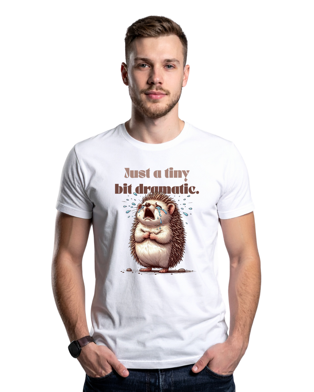 Just A Tiny Bit Dramatic Cute Hedgehog Graphic T-Shirt