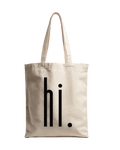Hi Minimalist Greeting Typography Graphic Canvas Tote Bag | Codeblinks