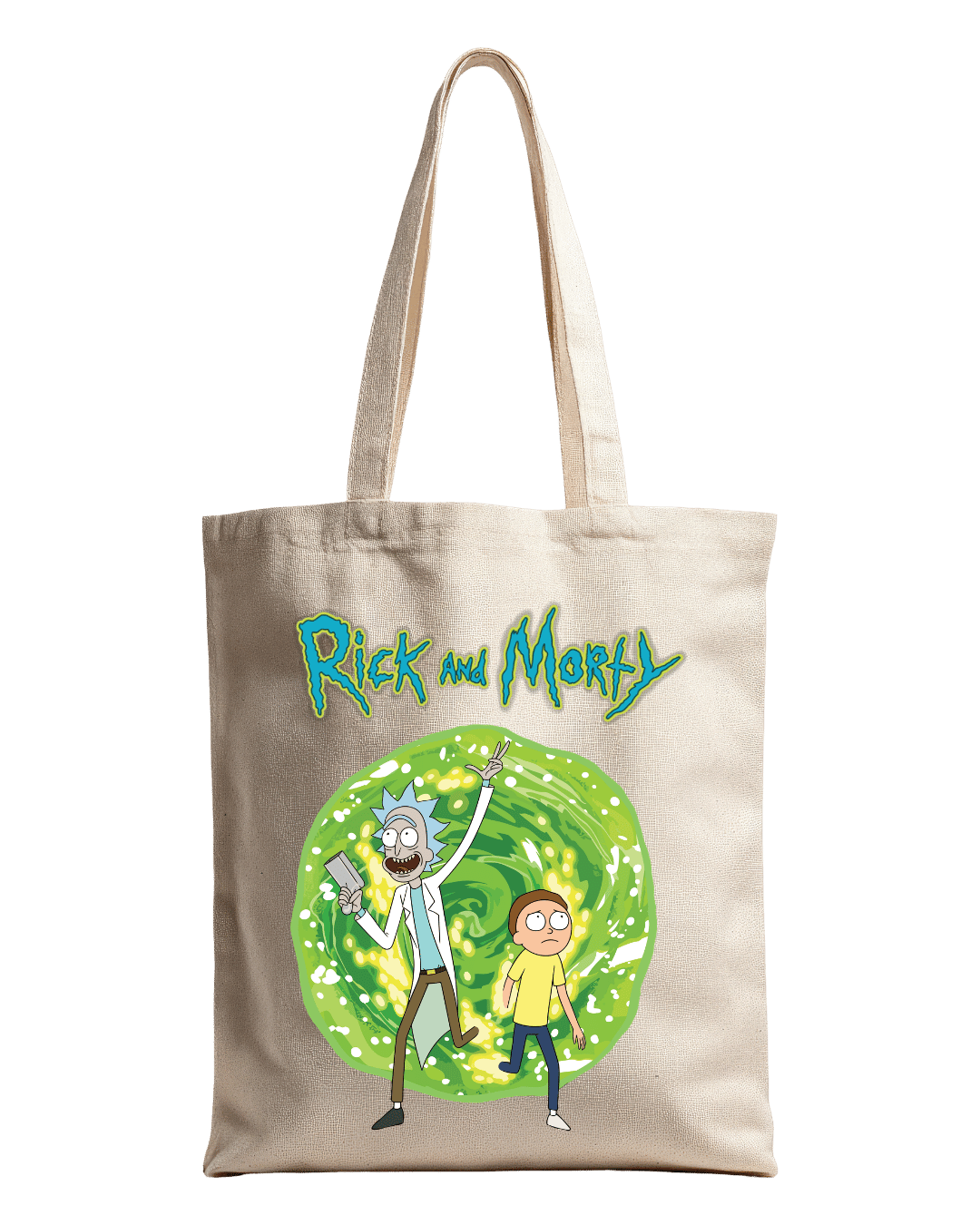 Rick and Morty Green Portal Sci-Fi Graphic Canvas Tote Bag | Codeblinks