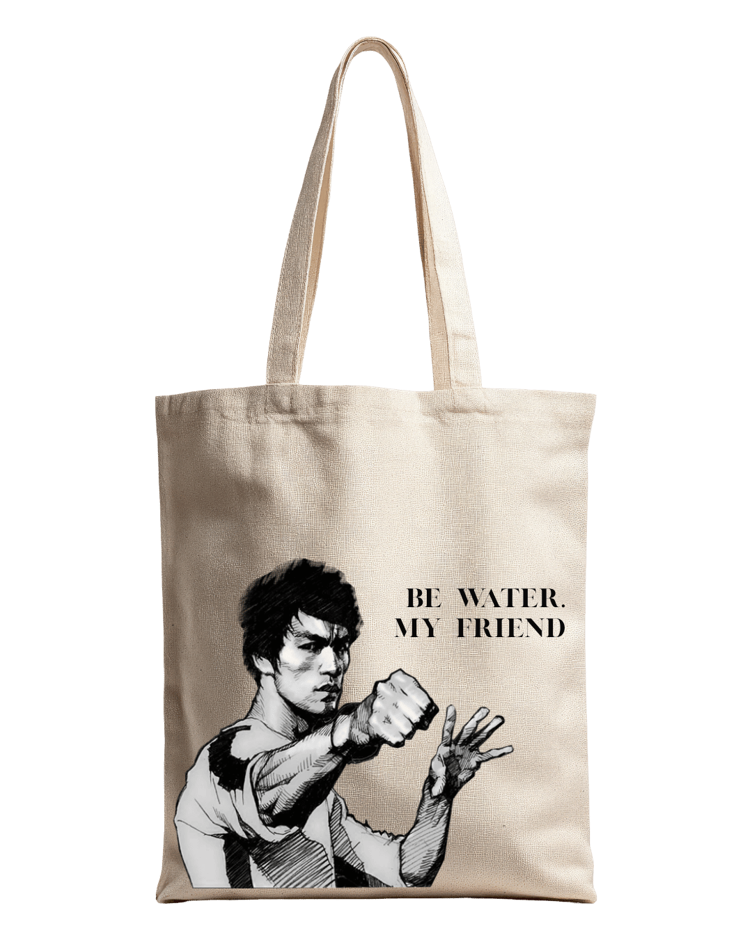 Be Water My Friend Bruce Lee Graphic Canvas Tote Bag | Codeblinks