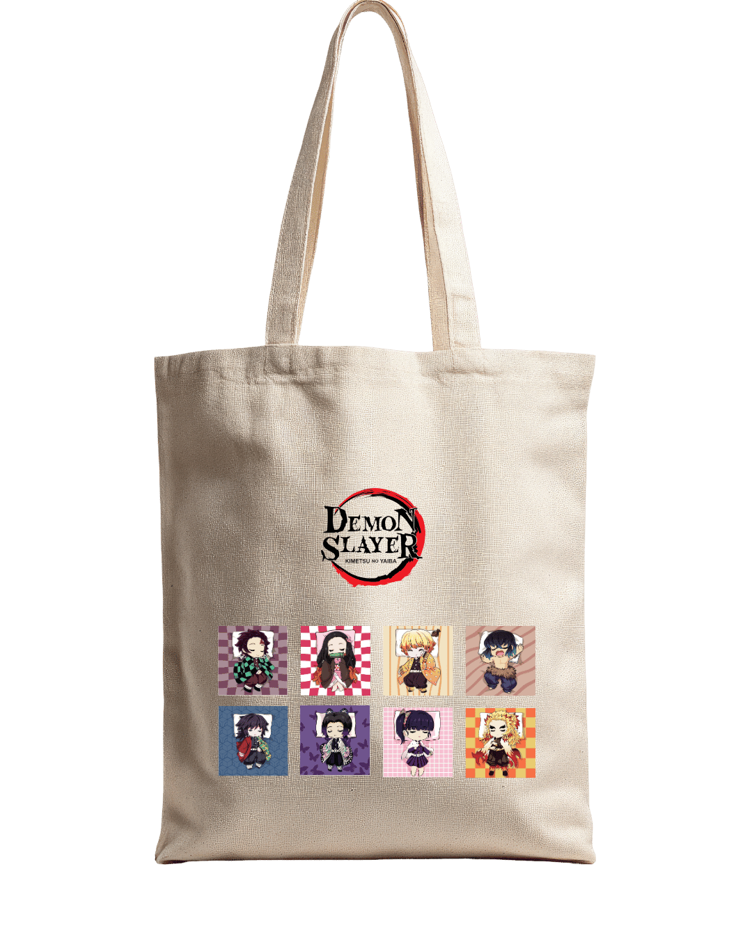 Chibi Demon Slayer Characters Grid Graphic Canvas Tote Bag | Codeblinks