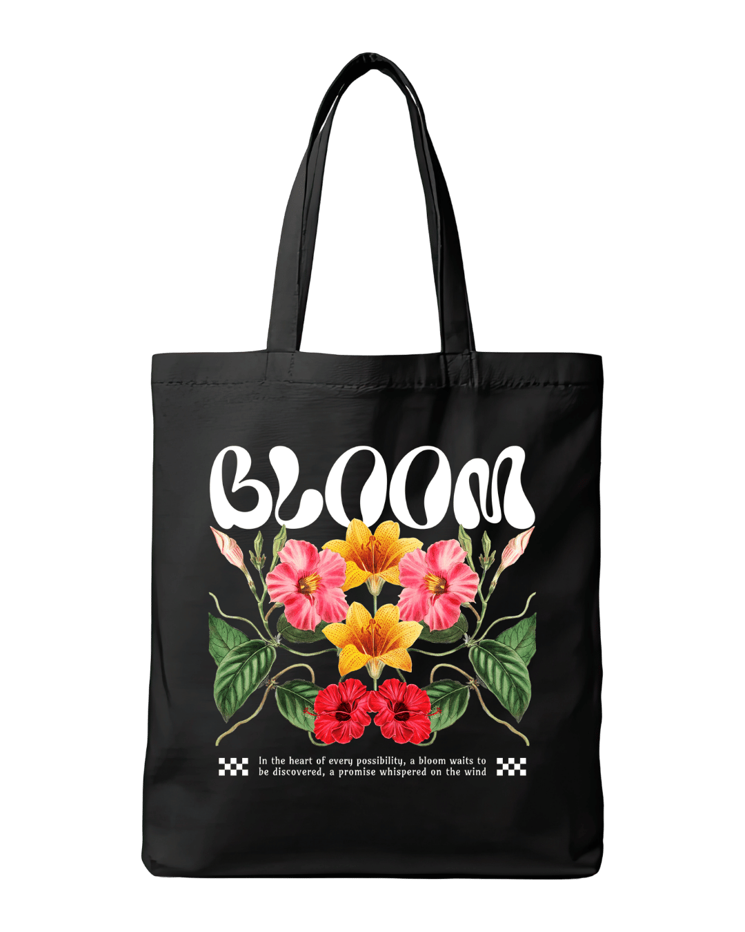 Bloom Stronger Floral Aesthetic Graphic Canvas Tote Bag | Codeblinks