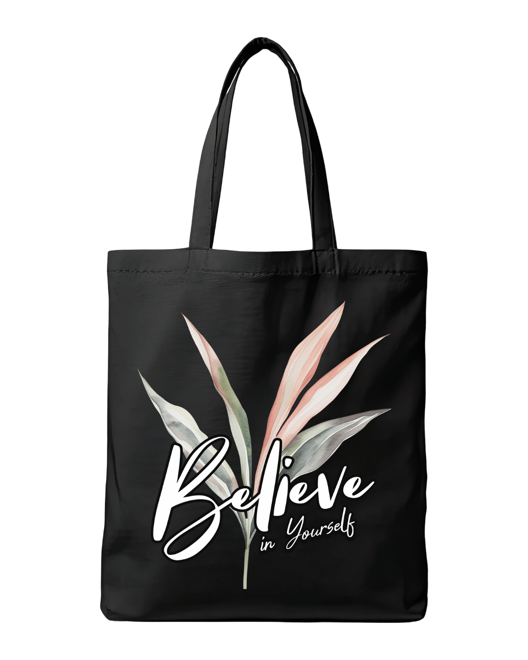Believe in Yourself Minimalist Botanical Leaf Graphic Canvas Tote Bag | Codeblinks