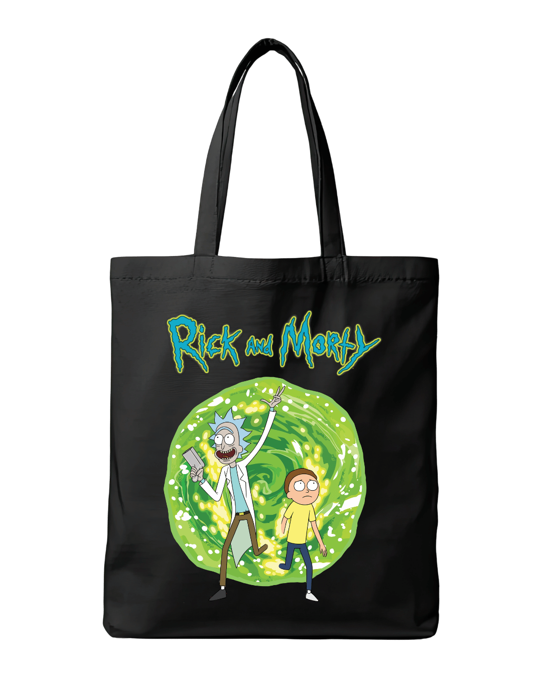 Rick and Morty Green Portal Sci-Fi Graphic Canvas Tote Bag | Codeblinks