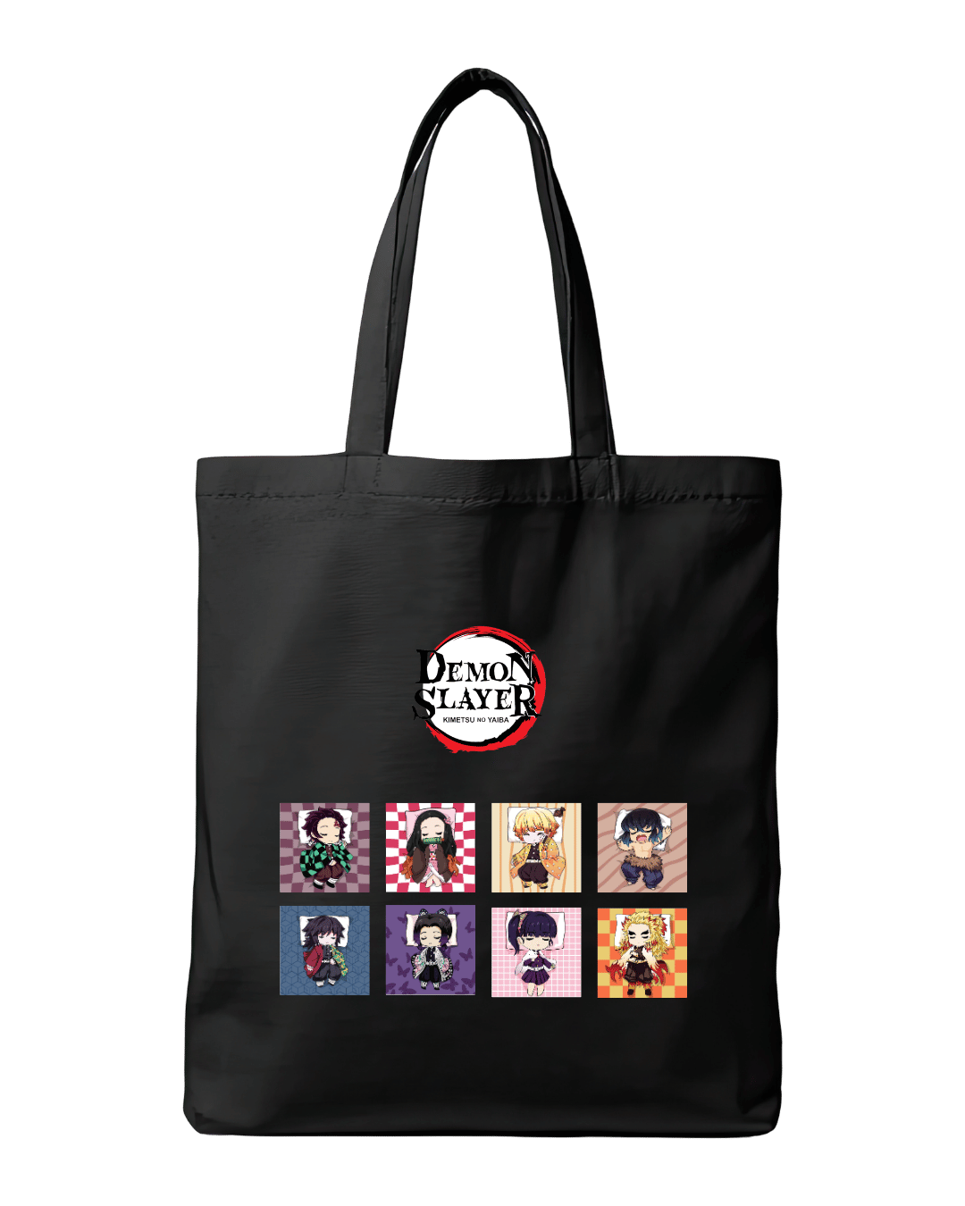 Chibi Demon Slayer Characters Grid Graphic Canvas Tote Bag | Codeblinks