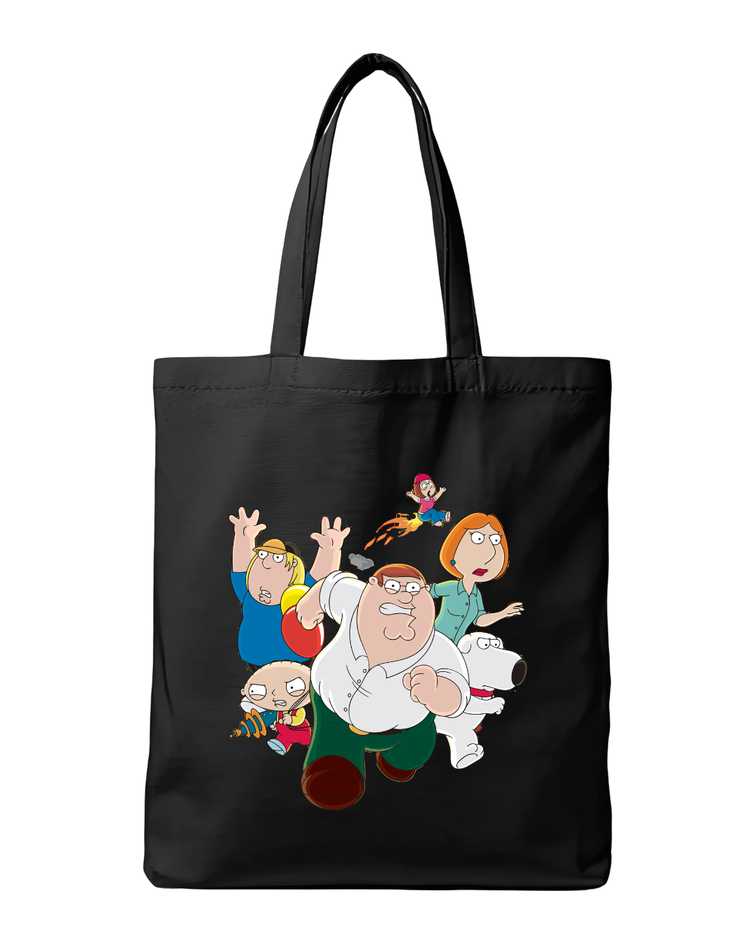 Funny Animated Family Chaos Graphic Canvas Tote Bag | Codeblinks