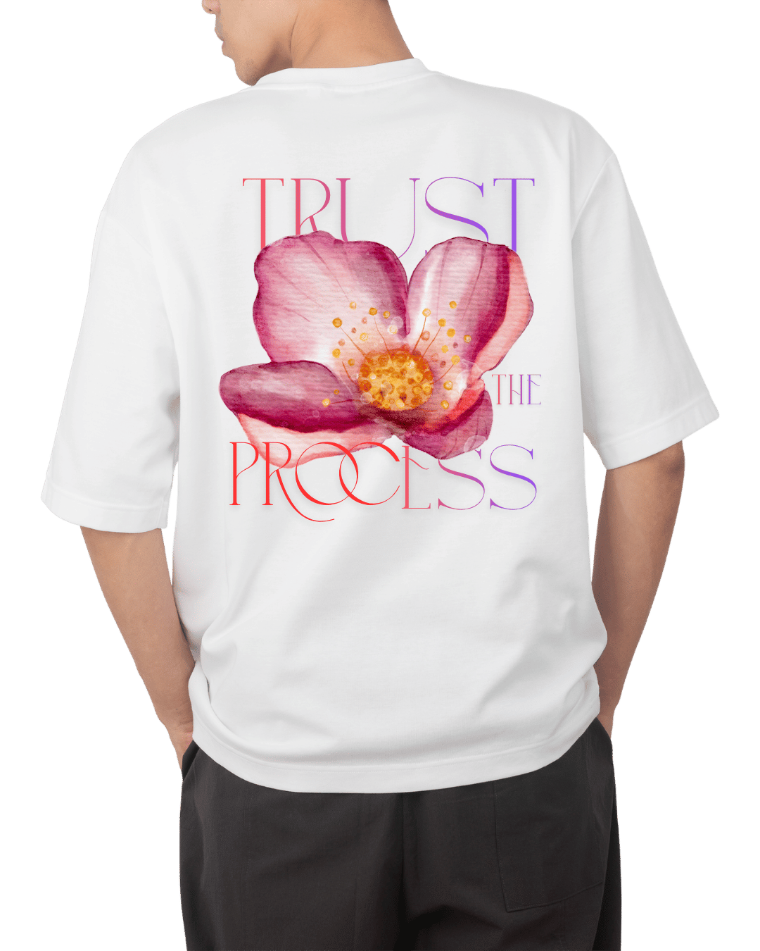 Trust The Process Aesthetic Floral Graphic Oversized T-Shirt