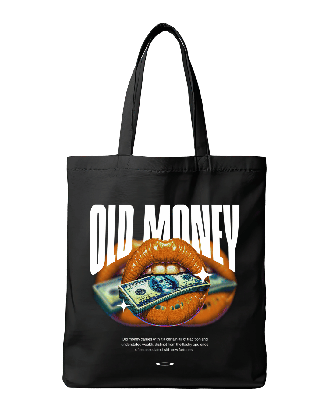 Old Money Aesthetic Lips Holding Cash Graphic Canvas Tote Bag | Codeblinks