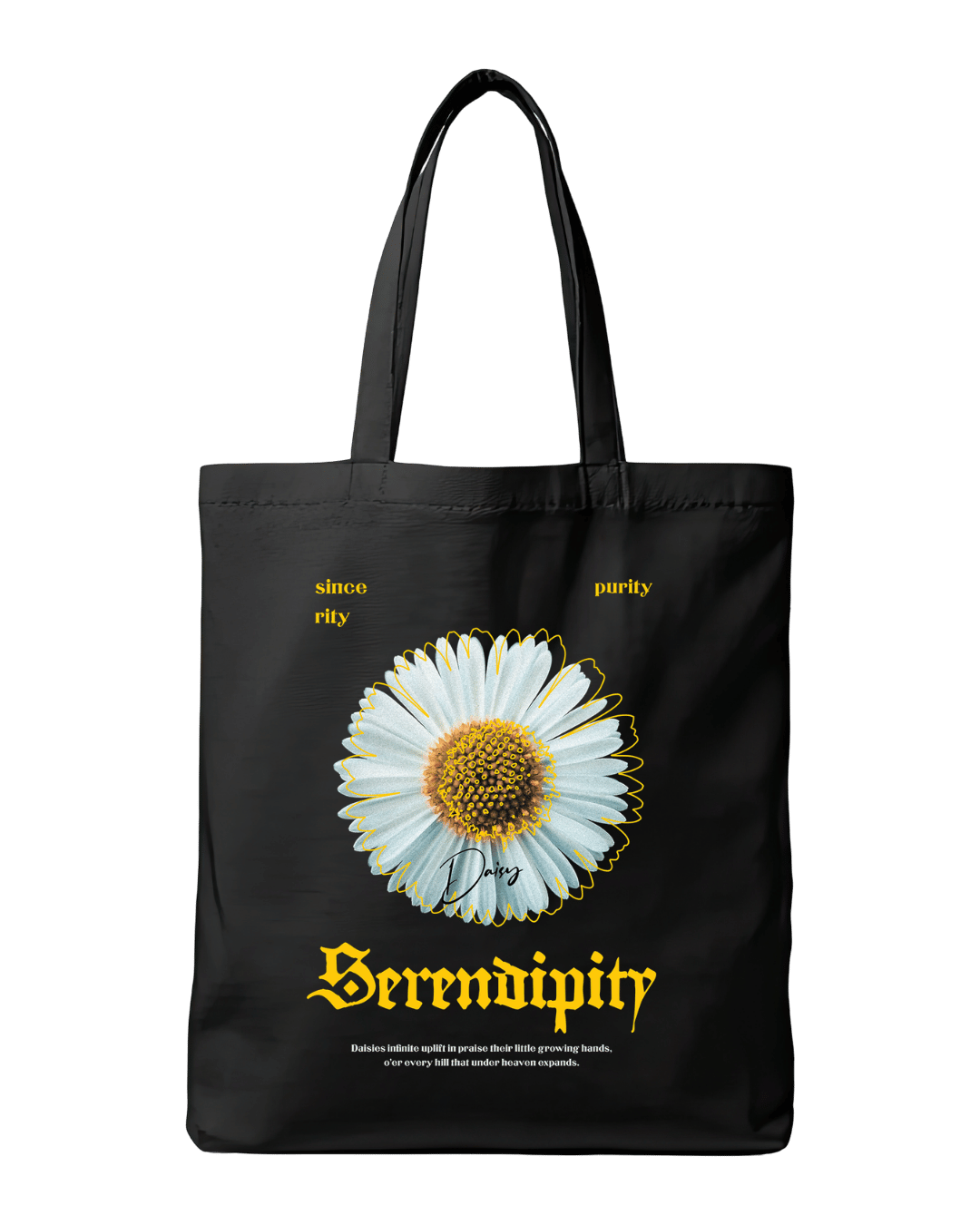 Serendipity Daisy Floral Aesthetic Graphic Canvas Tote Bag | Codeblinks
