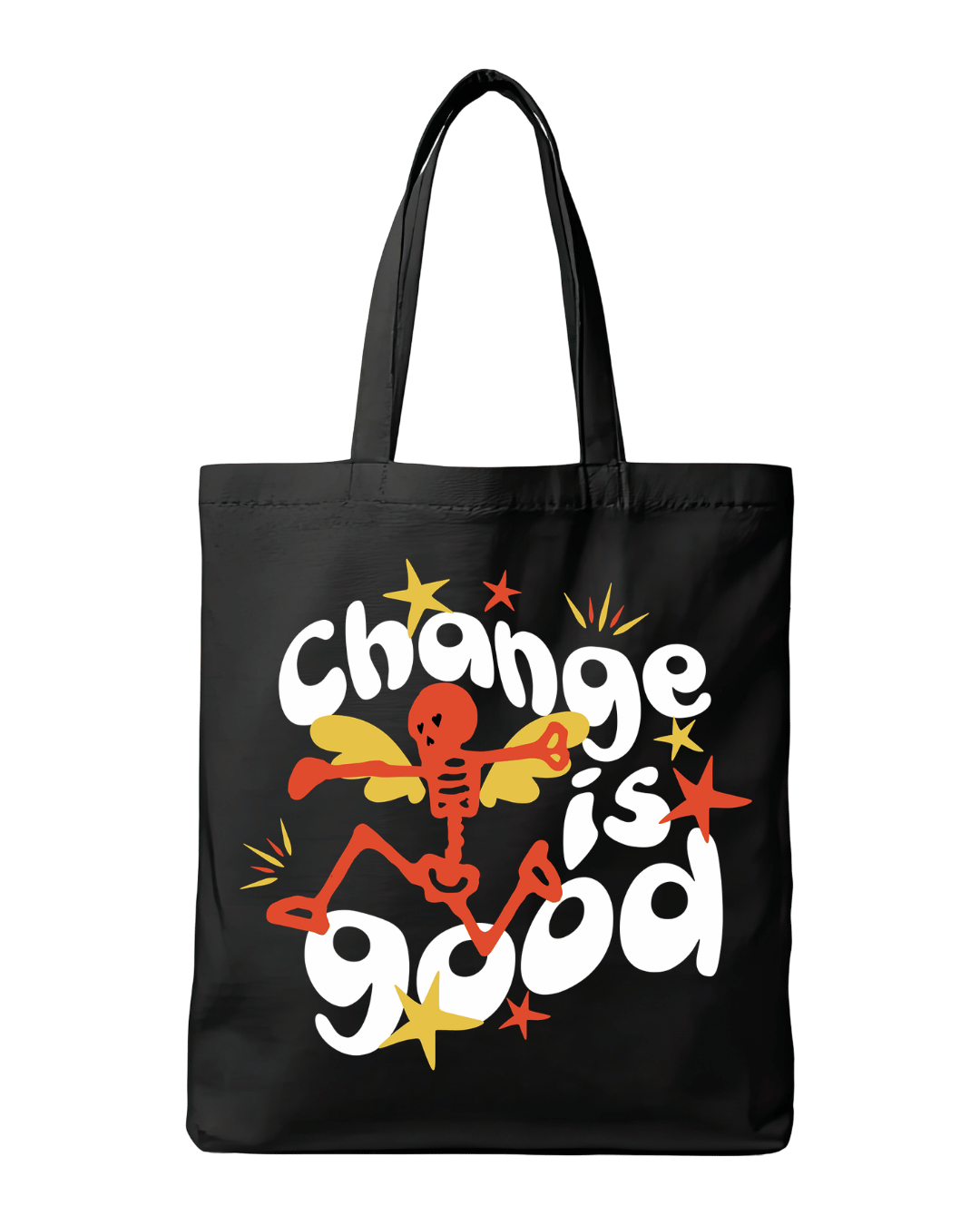 Change is Good Retro Skeleton Angel Graphic Canvas Tote Bag | Codeblinks