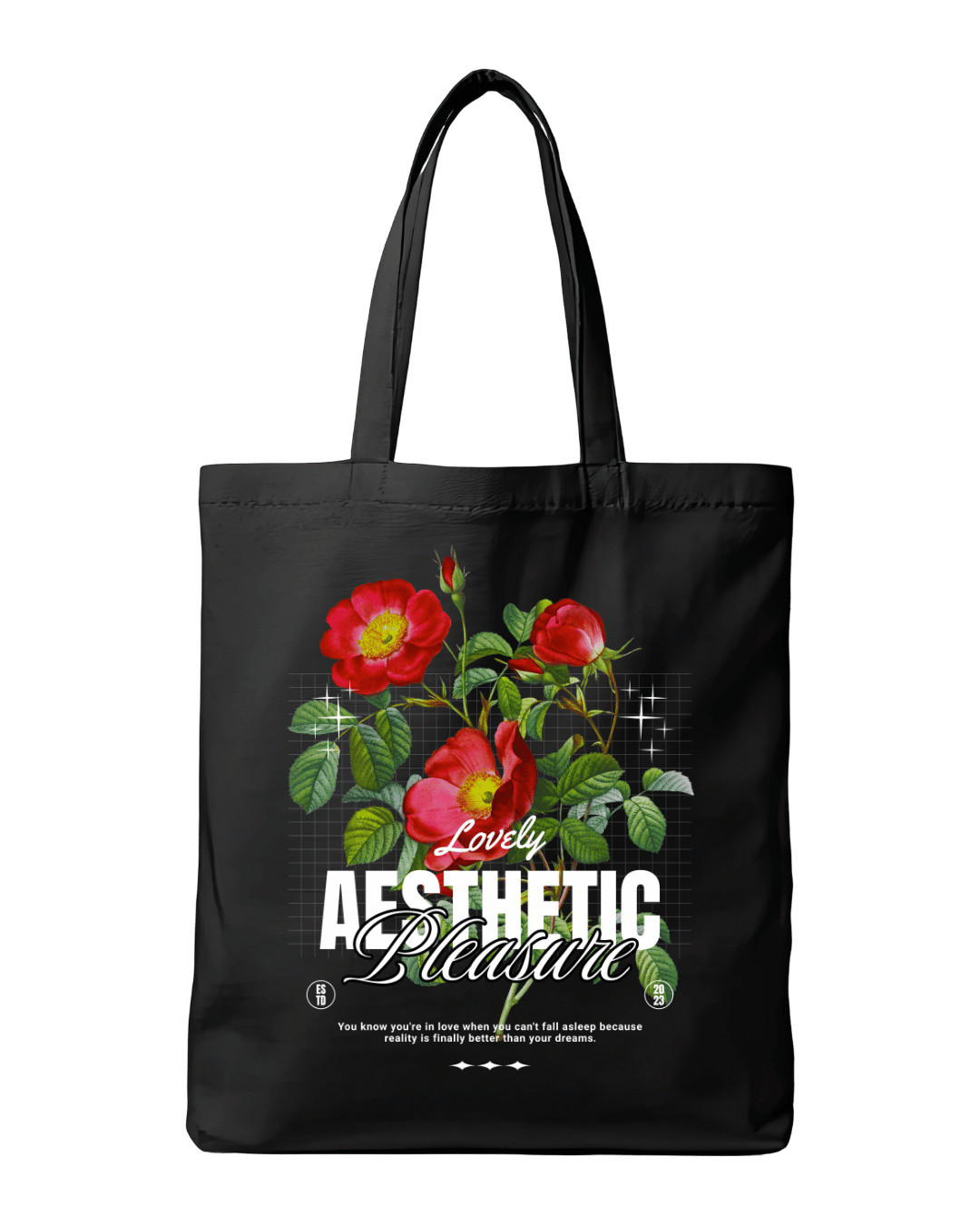 Lovely Aesthetic Vintage Red Rose Botanical Graphic Canvas Tote Bag | Codeblinks