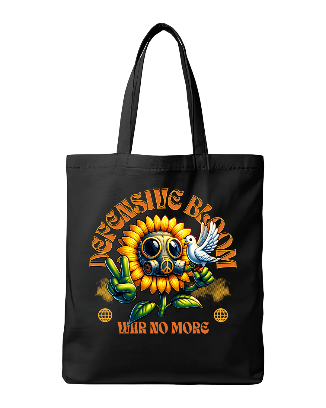Defensive Bloom Peace Sunflower Anti-War Graphic Canvas Tote Bag | Codeblinks