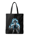 Ultra Instinct Anime Warrior Blue Flame Graphic Canvas Tote Bag | Codeblinks