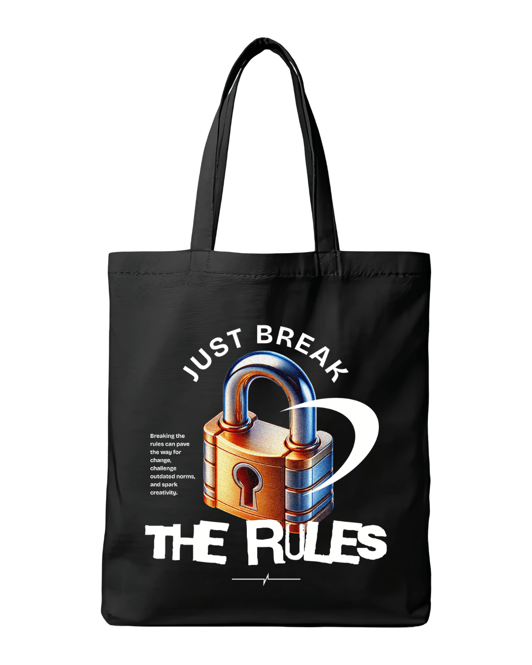 Just Break The Rules Padlock Graphic Canvas Tote Bag | Codeblinks