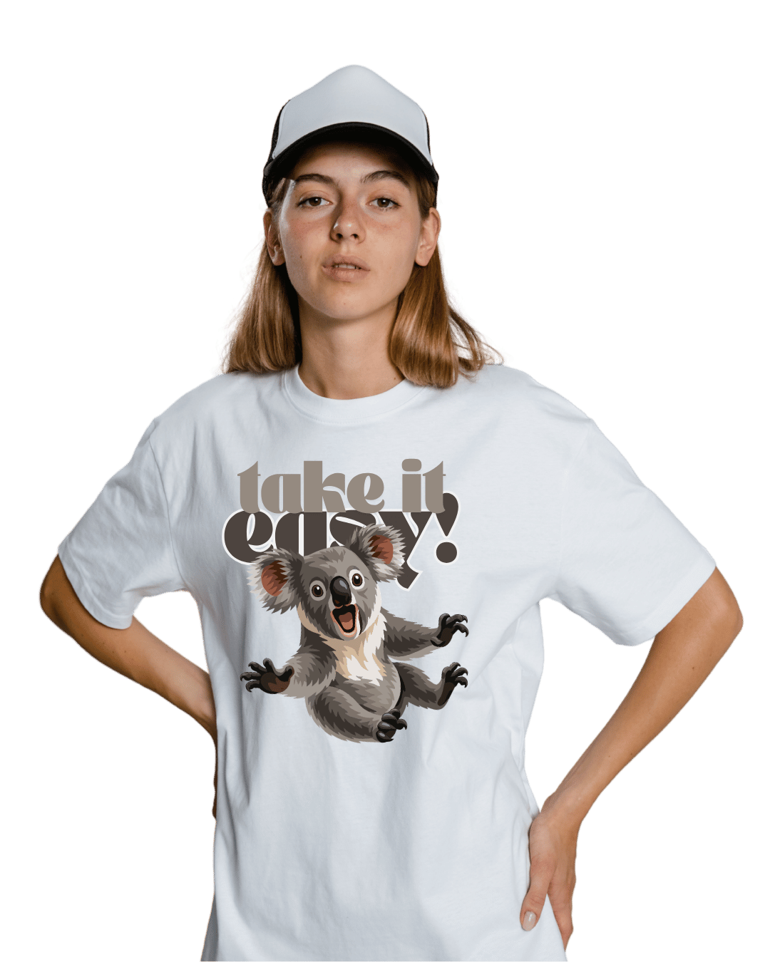 Take It Easy Koala Bear Graphic Oversized T-Shirt