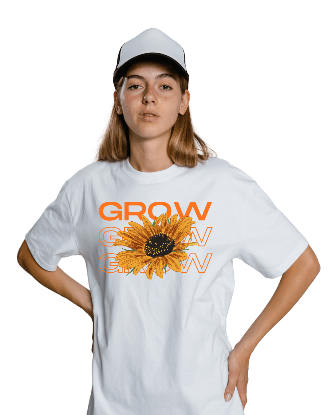 Grow Grow Grow Sunflower Floral Graphic Oversized T-Shirt