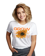 Grow Grow Grow Sunflower Floral Graphic T-Shirt