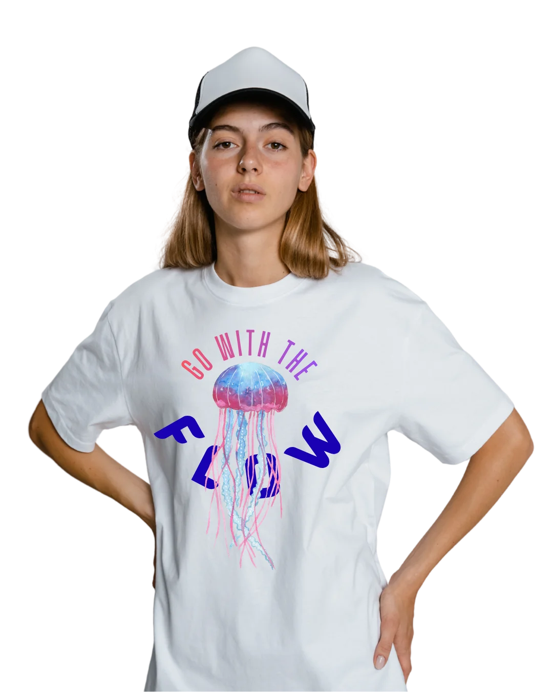 Go With The Flow Neon Jellyfish Graphic T-Shirt