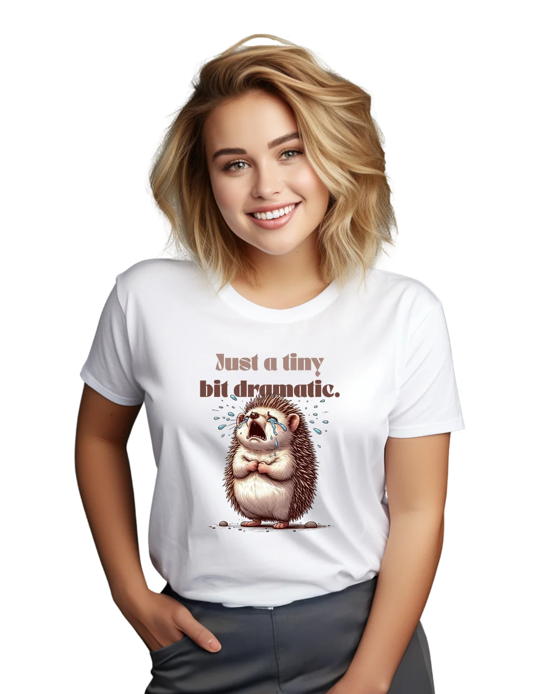 Just A Tiny Bit Dramatic Cute Hedgehog Graphic T-Shirt