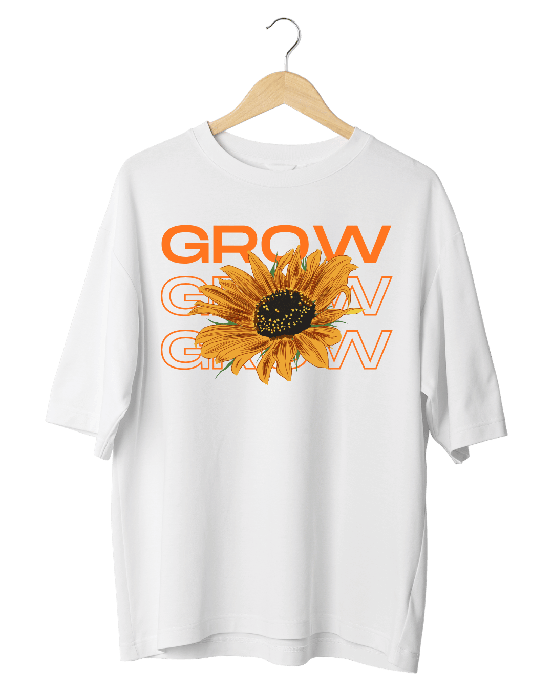 Grow Grow Grow Sunflower Floral Graphic Oversized T-Shirt