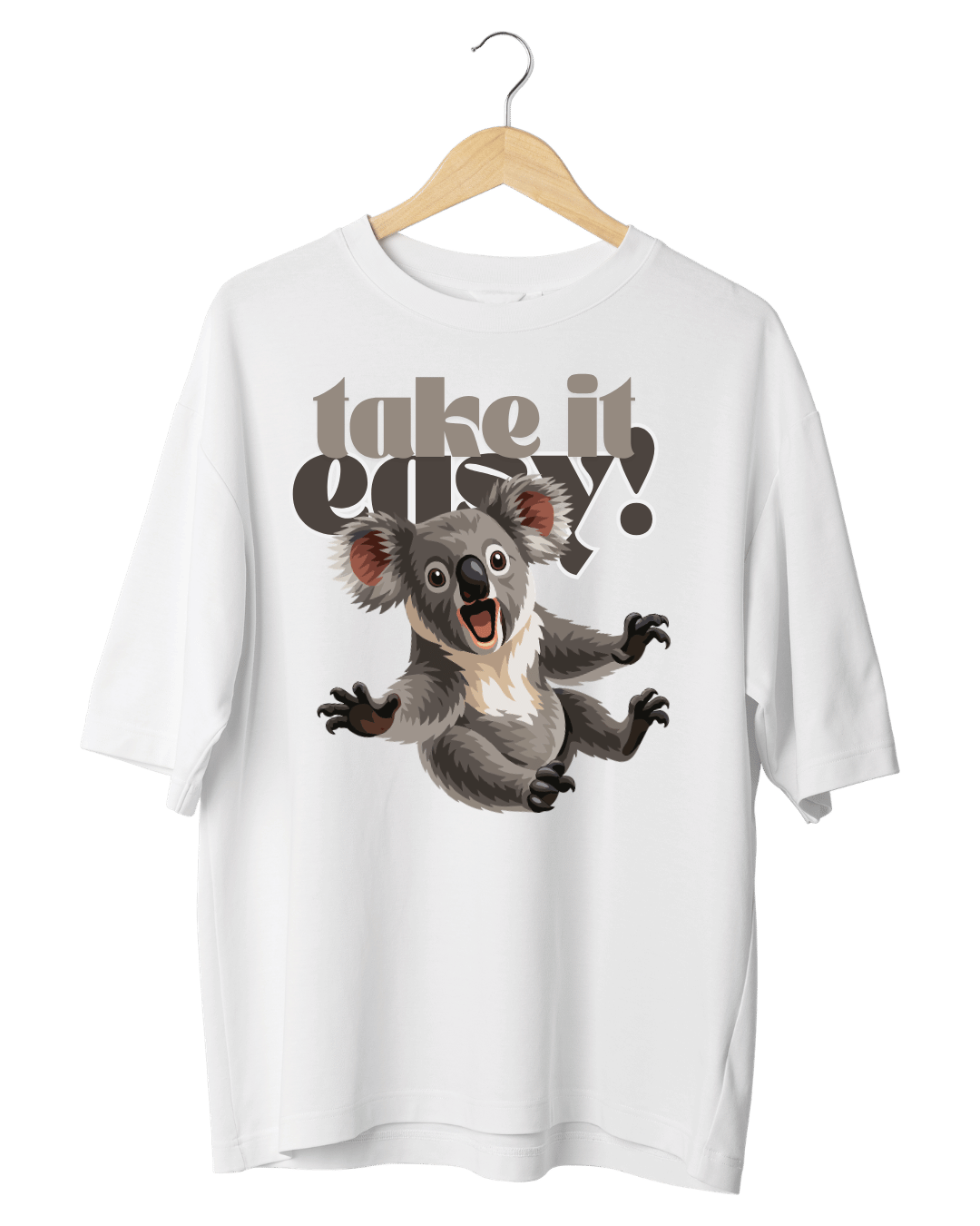 Take It Easy Koala Bear Graphic Oversized T-Shirt