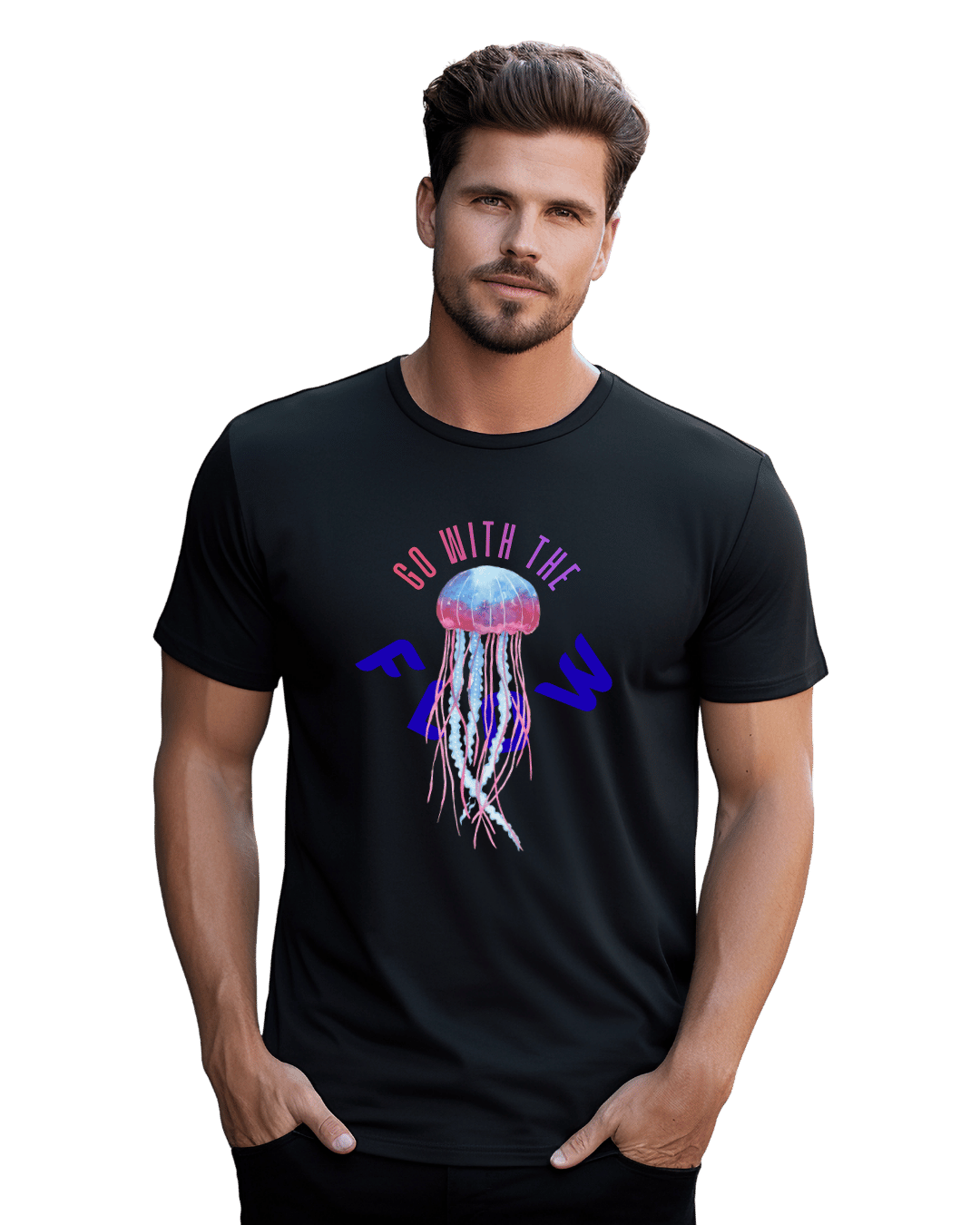 Go With The Flow Neon Jellyfish Graphic T-Shirt