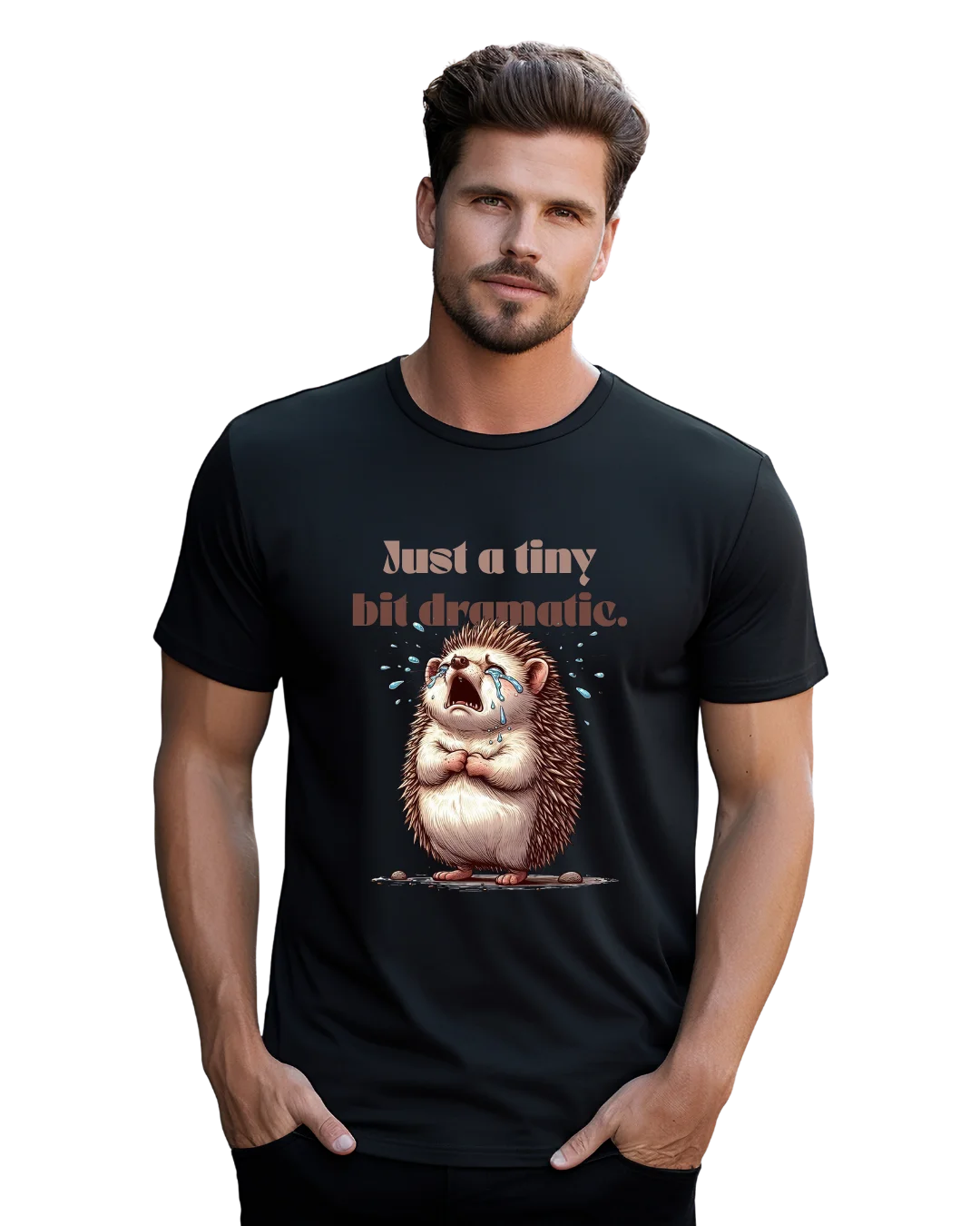 Just A Tiny Bit Dramatic Cute Hedgehog Graphic T-Shirt