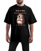 Just A Tiny Bit Dramatic Cute Hedgehog Graphic Oversized T-Shirt