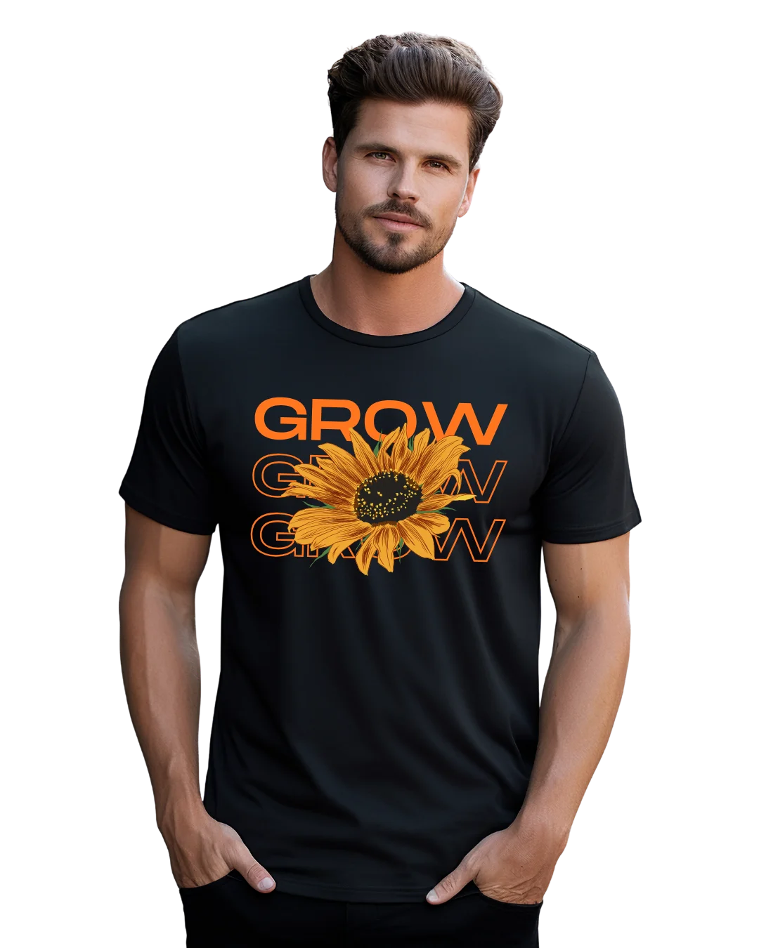 Grow Grow Grow Sunflower Floral Graphic T-Shirt