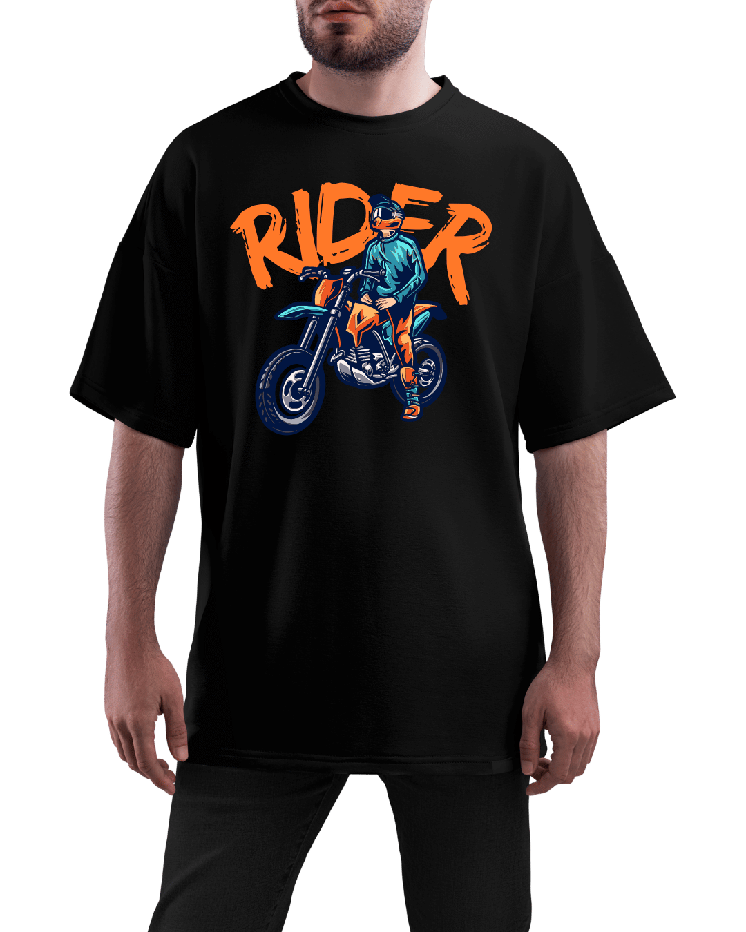 Rider Off-Road Biker Graphic Oversized T-Shirt