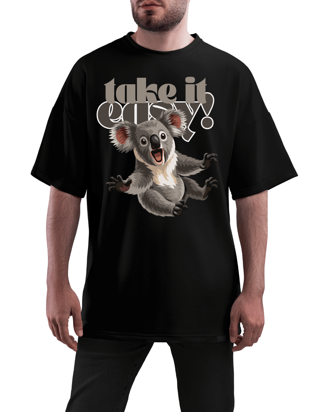 Take It Easy Koala Bear Graphic Oversized T-Shirt