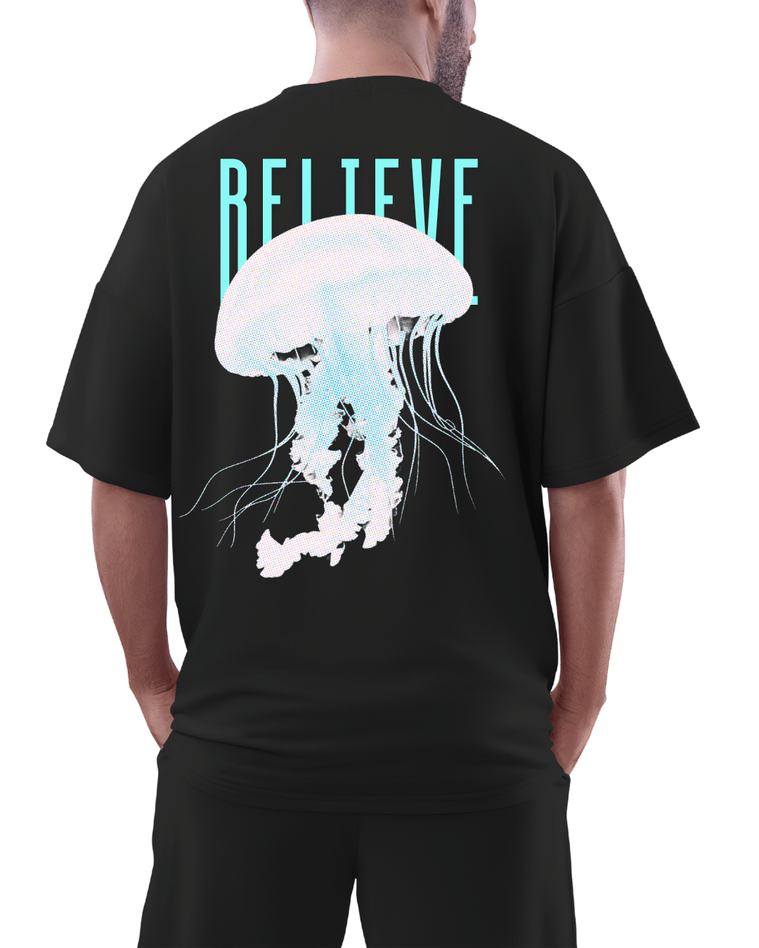 Believe Ocean Jellyfish Aesthetic Graphic Oversized T-Shirt