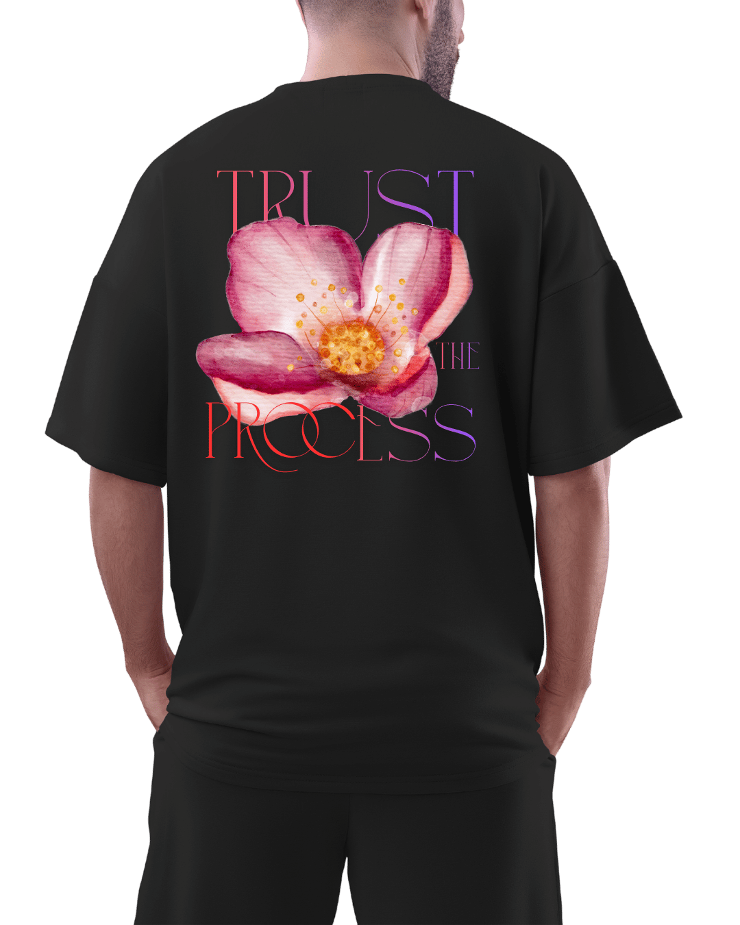 Trust The Process Aesthetic Floral Graphic Oversized T-Shirt