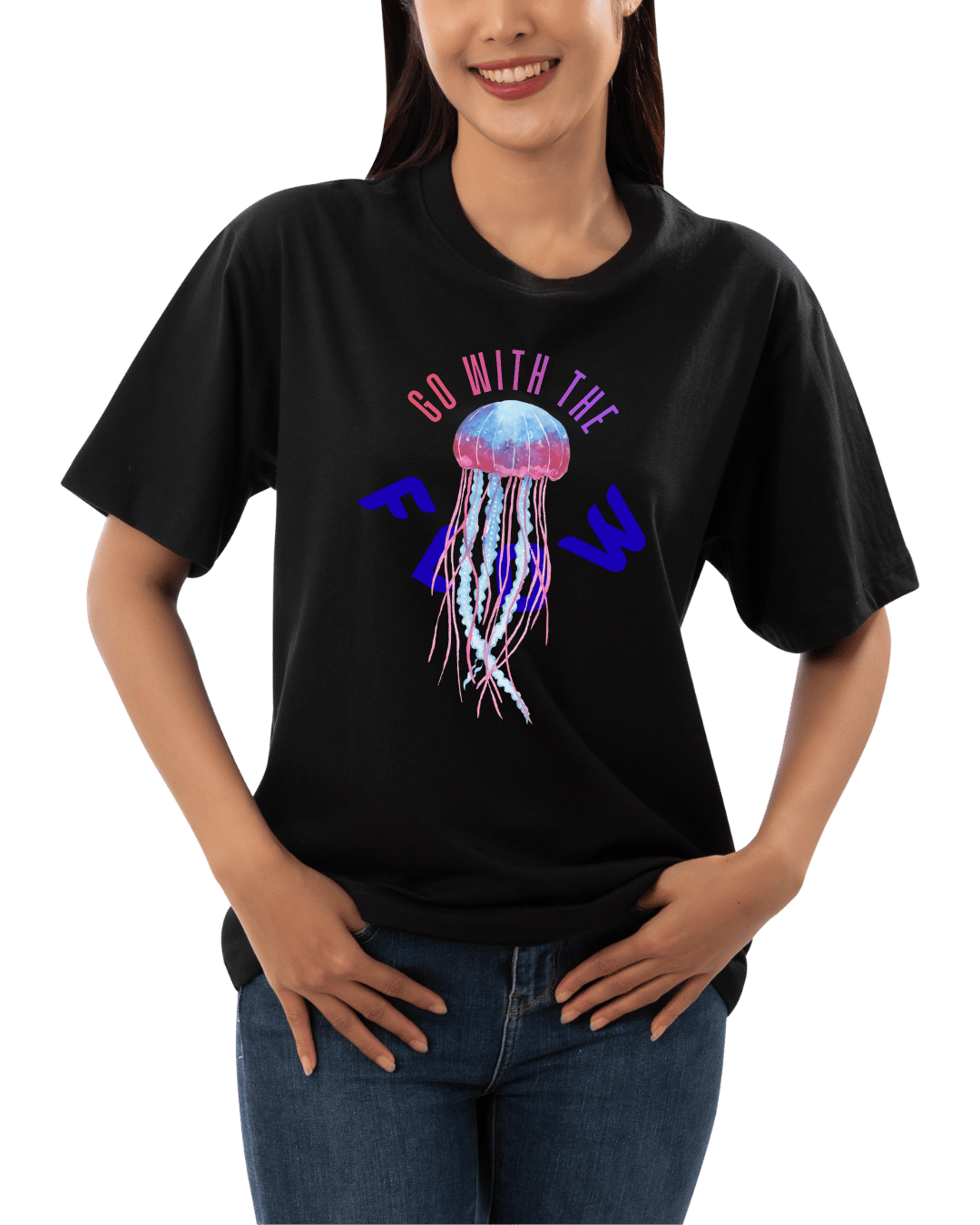 Go With The Flow Neon Jellyfish Graphic T-Shirt