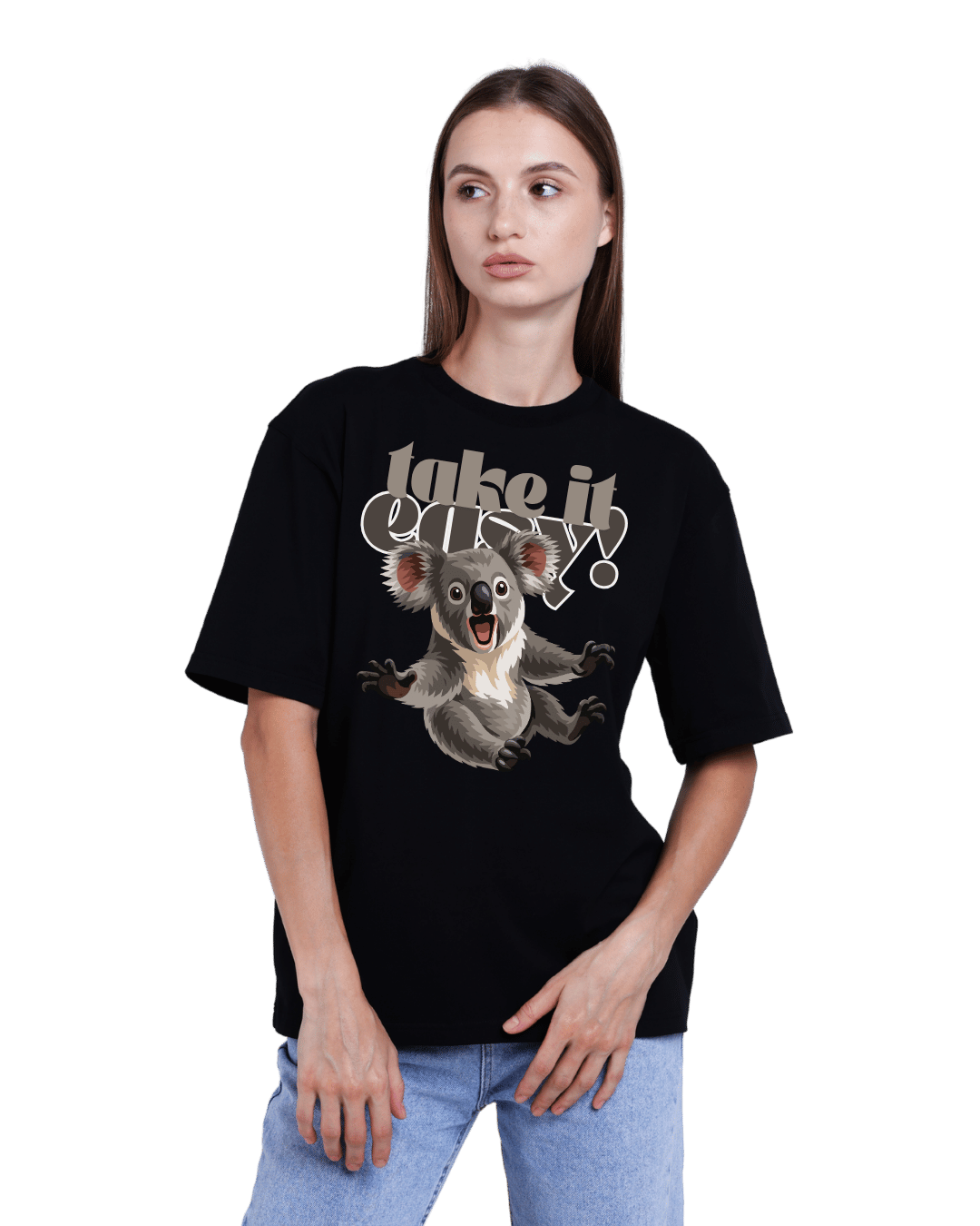 Take It Easy Koala Bear Graphic Oversized T-Shirt