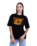 Grow Grow Grow Sunflower Floral Graphic Oversized T-Shirt