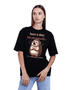 Just A Tiny Bit Dramatic Cute Hedgehog Graphic Oversized T-Shirt