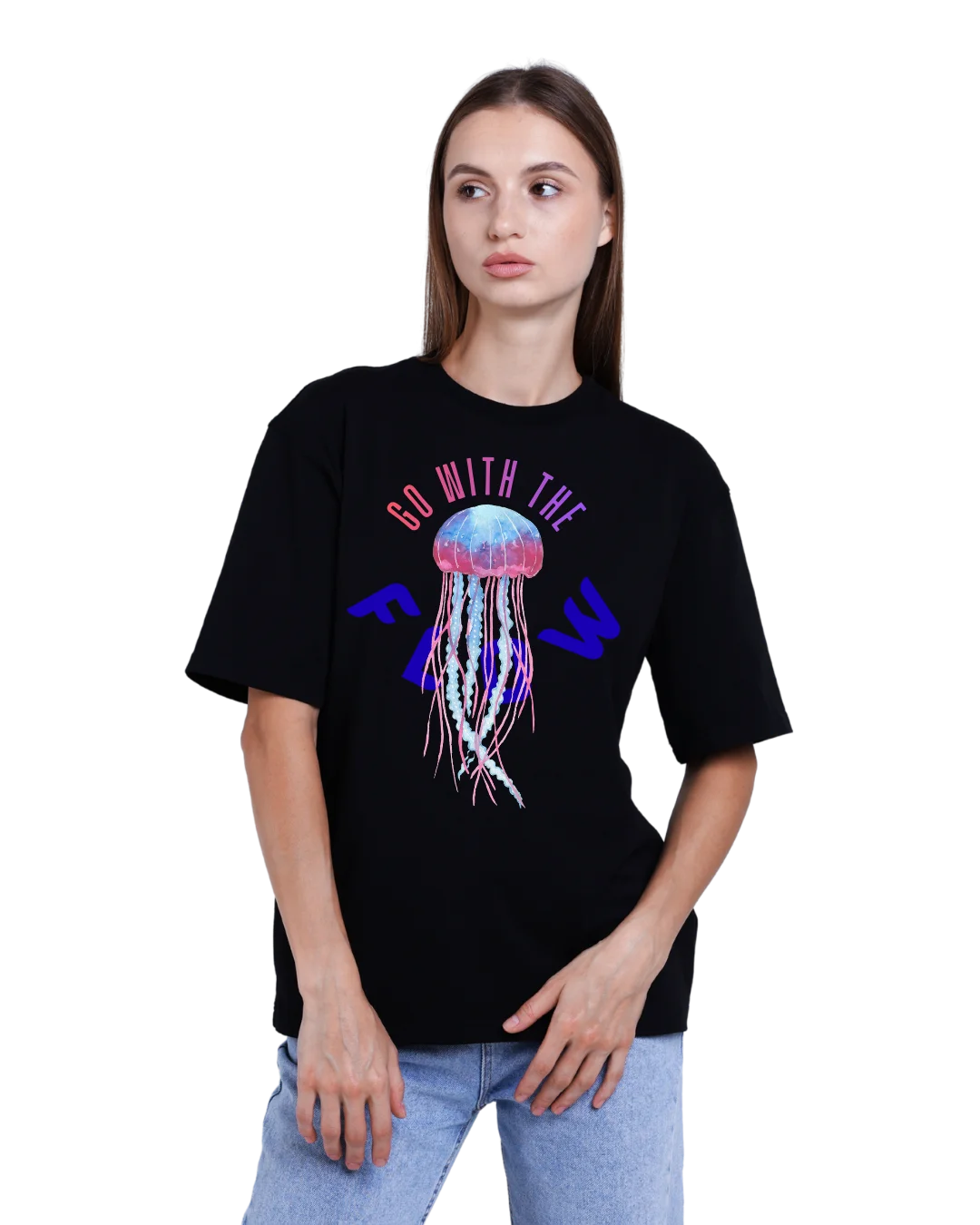 Go With The Flow Neon Jellyfish Graphic T-Shirt