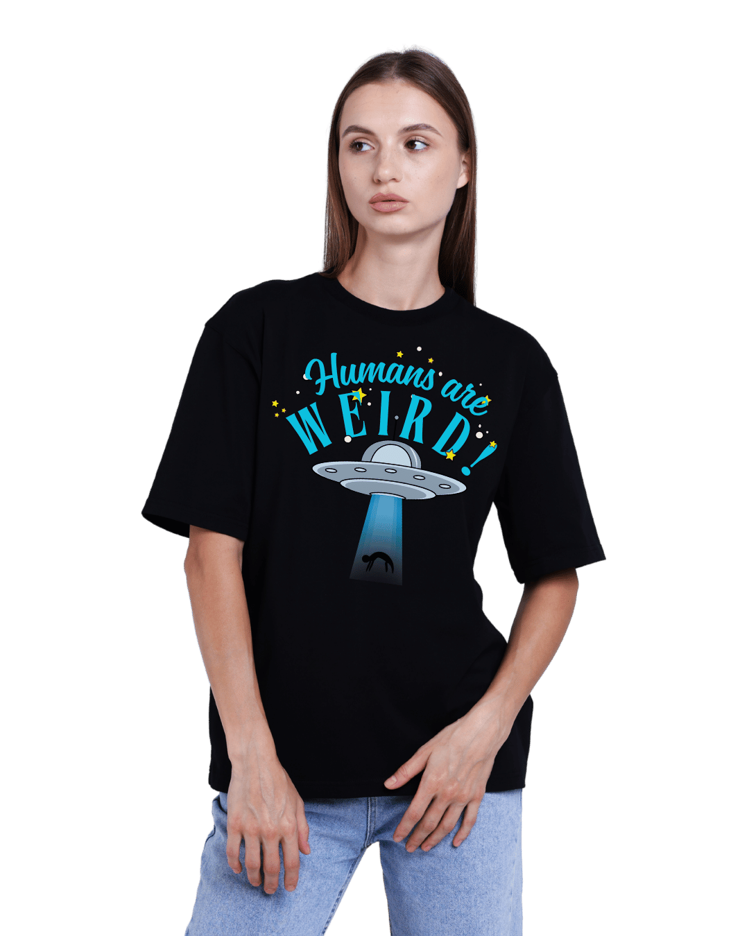 Humans Are Weird UFO Graphic Oversized T-Shirt