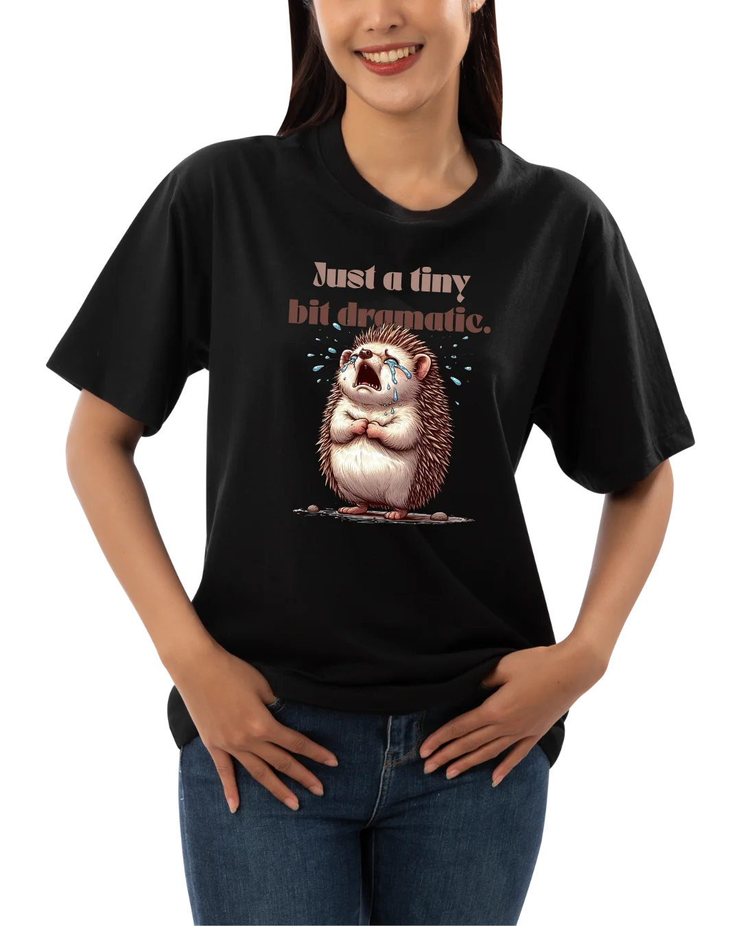 Just A Tiny Bit Dramatic Cute Hedgehog Graphic T-Shirt