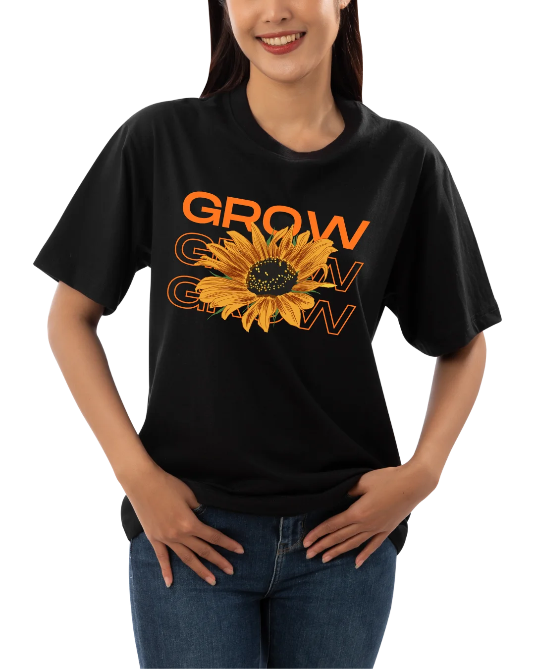 Grow Grow Grow Sunflower Floral Graphic T-Shirt
